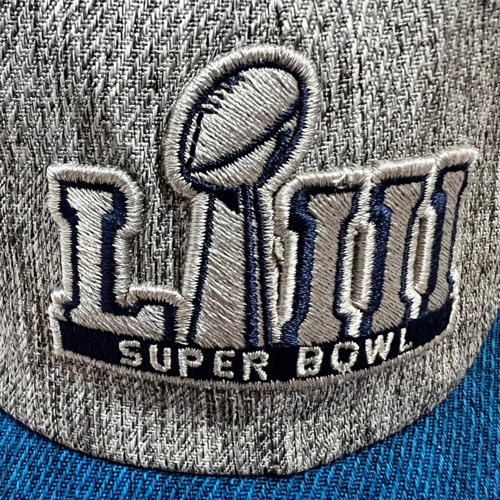 NFL Super Bowl LIII 53 Hat Grey Blue Embroidered Adjustable Cap Phila Eagles